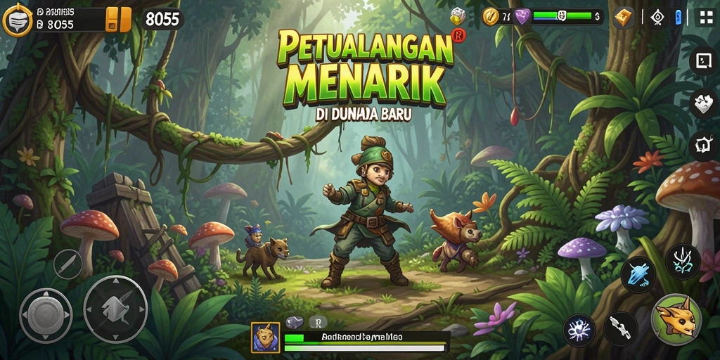 Screenshot menunjukkan aksi seru dalam game petualangan 8055.