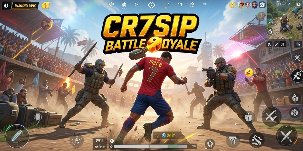 Screenshot gameplay CR7SIP yang menampilkan aksi Battle Royale yang intens.