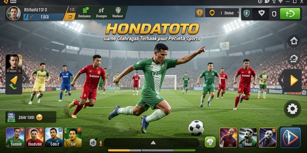 Tampilan gameplay menarik dalam HONDATOTO dengan aksi olahraga seru.