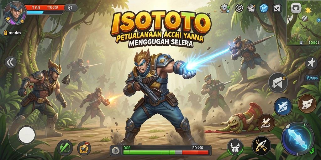 Tangkapan layar utama ISOTOTO memperlihatkan serunya gameplay ARPG yang penuh aksi.