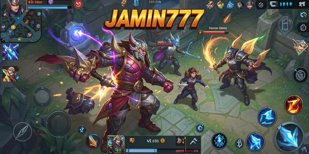 Tampilan gameplay MOBA yang penuh aksi dan strategi.